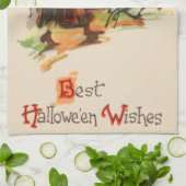 Hexe Cauldron Black Cat Full Moon Handtuch (Gefaltet)