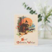 Hexe Cauldron Black Cat Full Moon Postkarte (Stehend Vorderseite)