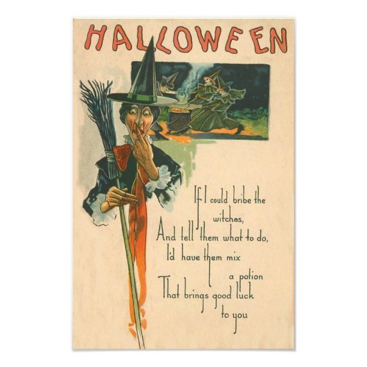 Hexe Cauldron Broom Night Witchcraft Fotodruck (Vorne)