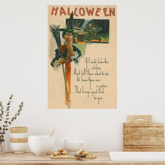 Hexe Cauldron Broom Night Witchcraft Poster (Küche)