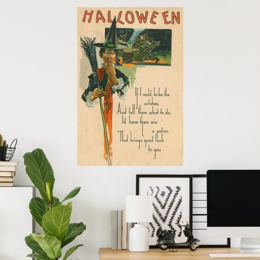 Hexe Cauldron Broom Night Witchcraft Poster (Heimbüro)