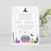 Hexe Cauldron Geburtstagsparty Einladungen (Stehend Vorderseite)