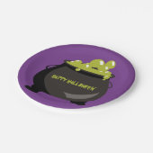Hexe Cauldron Green Potion Halloween Kids Party Pappteller (Schrägansicht)