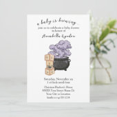 Hexe Cauldron Halloween Babydusche Einladung (Stehend Vorderseite)