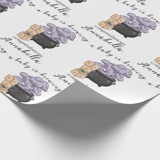 Hexe Cauldron Halloween Babydusche Geschenkpapier (Ecke)