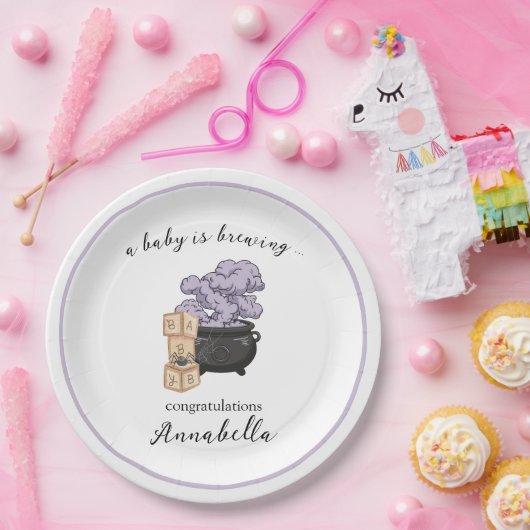 Hexe Cauldron Halloween Babydusche Pappteller (Party)