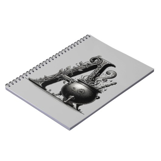 Hexe Cauldron Hexchy Letter A Initial Grimoire Notizblock (Linke Seite)