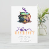 Hexe Cauldron Rauch Halloween Abendessen Party Einladung (Stehend Vorderseite)