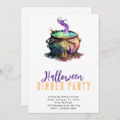Hexe Cauldron Rauch Halloween Abendessen Party Einladung (Vorne/Hinten)