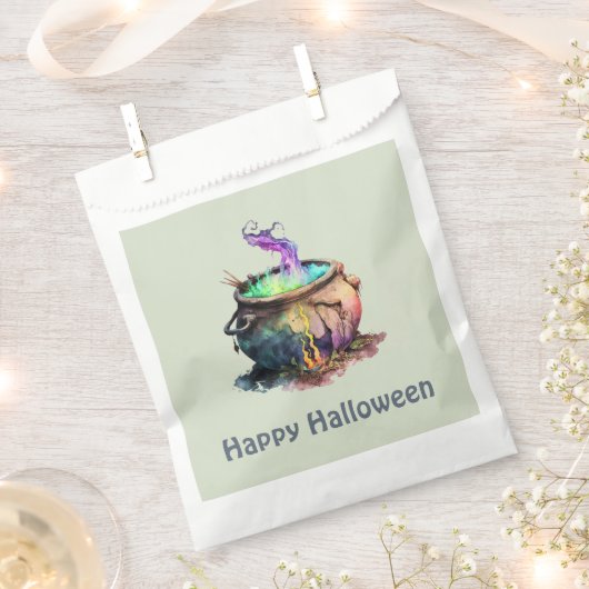 Hexe Cauldron raucht grünes Happy Halloween Geschenktütchen (Ausgeschnitten)