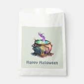 Hexe Cauldron raucht grünes Happy Halloween Geschenktütchen (Vorderseite)
