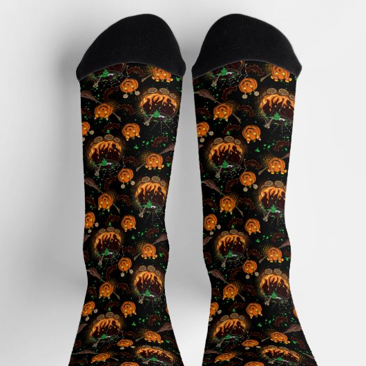 Hexe Cauldron und Jack-o-Laternen Socken (Oben)