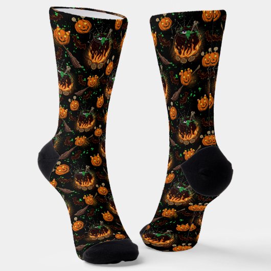 Hexe Cauldron und Jack-o-Laternen Socken (Gewinkelt)