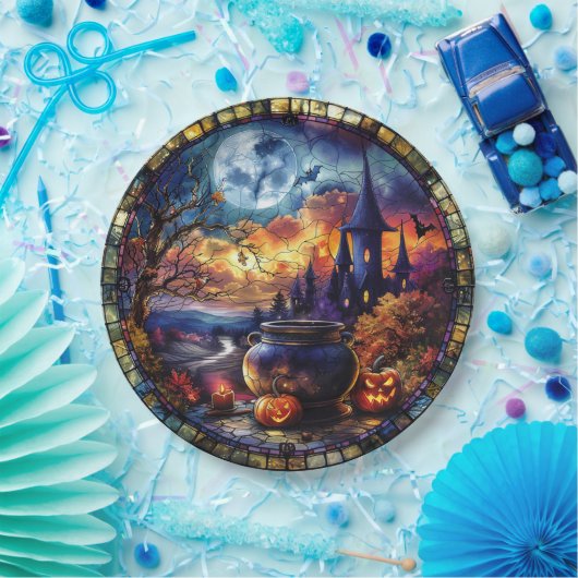 Hexe-Cauldron-verkettetes Glas Pappteller (Party)