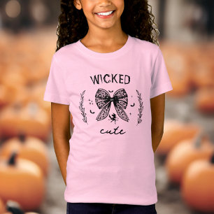 Hexe Coquette Black Bow Halloween Name Pink T-Shirt