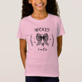 Hexe Coquette Black Bow Halloween Name Pink T-Shirt (Vorderseite)