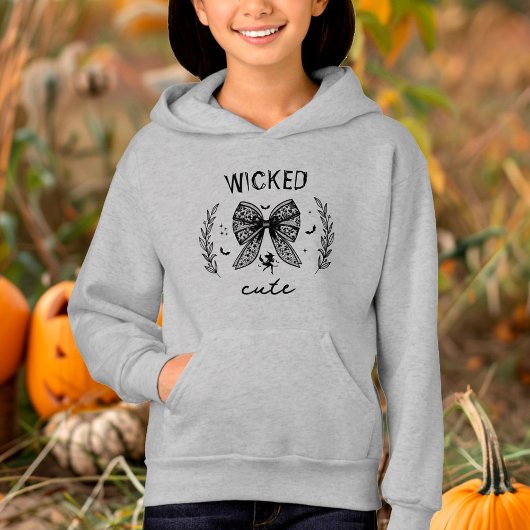 Hexe Coquette Black Lace Bow Halloween Name Girl Hoodie