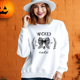 Hexe Coquette Lace Black Bow Halloween Name Sweatshirt