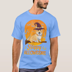 Hexe Corgi Hund Happy Halloweenie Halloween Costum T-Shirt