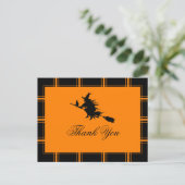Hexe danke Halloween Black/Orange Postkarte (Stehend Vorderseite)