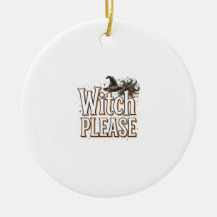 Hexe der Vintage-Please-Halloween-Vektorgrafik_1 Keramik Ornament