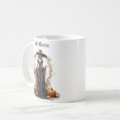 Hexe des Mittelalters: Halloween, maßgeschneiderte Kaffeetasse (Vorderseite Links)