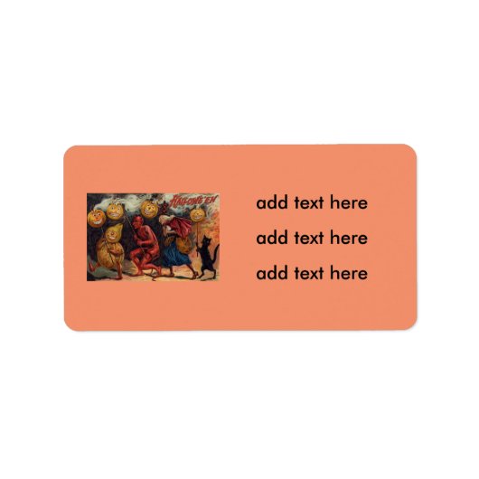 Hexe Devil Black Cat Jack O' Lantern Adressaufkleber (Vorne)