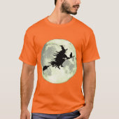Hexe, die über den Vollmond-T - Shirt fliegt (Vorderseite)