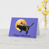 Hexe-Eichhörnchen auf Katzen-Halloween-Karte Karte (Gelbe Blume)