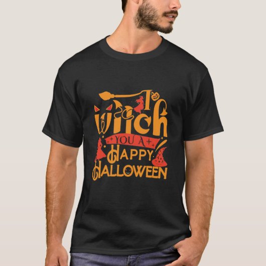Hexe ein glückliches Hallowee T-Shirt (Vorderseite)