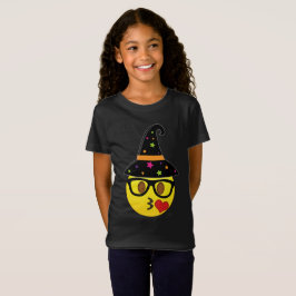 Hexe Emoji Halloween T - Shirt für Mädchen