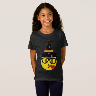 Hexe Emoji Halloween T - Shirt für Mädchen