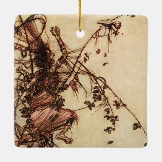 Hexe Entangled in Thorns von Arthur Rackham Keramikornament (Rückseite)