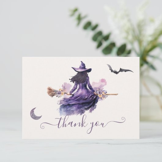 Hexe erhält Hitched Halloween Note Card Einladung (Stehend Vorderseite)