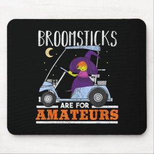 Hexe fährt Golfcart Lustiges Halloween-Shirt Mousepad