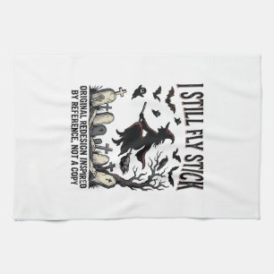Hexe fährt Pun-Shirt Lustiges Vintage-Halloween Gr Geschirrtuch