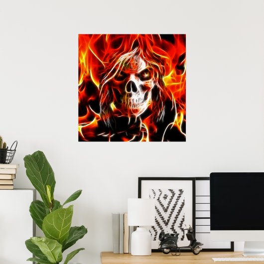 Hexe Fiery Skull Poster (Heimbüro)
