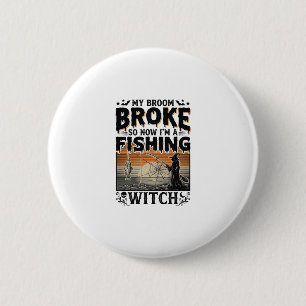 Hexe Fischer Halloween Vintage Vektor Design_1 Button