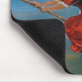 Hexe fliegt mit schwarzer Katze in der Halloween-N Mousepad (Ecke)
