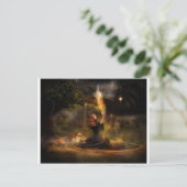Hexe führt magische Circle-Zauber aus Postkarte (Stehend Vorderseite)