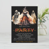 Hexe & Ghost-Halloween-Party Einladung (Stehend Vorderseite)