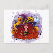 Hexe Ghost und Pumpkins Postkarte (Vorderseite)