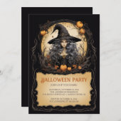 Hexe Girl Gothic Halloween Einladung (Vorne/Hinten)