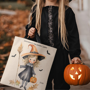 Hexe Girl Personalisiert Halloween Candy Tasche