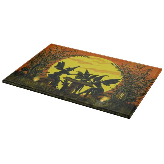 Hexe-Glasschneidenbrett Halloweens feenhaftes Schneidebrett (Ecke)