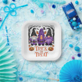 Hexe Gnomes Pumpkins Gothic-Halloween-Party Pappteller (Party)