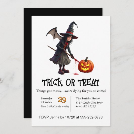 Hexe Got einen unheilvollen Trick oder Behandlung Einladung (Vorne/Hinten)