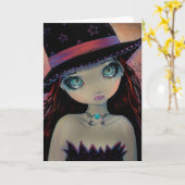 Hexe-Gruß-Karte mit leuchtenden Augen Karte (Gelbe Blume)