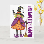 Hexe - Grußkarte Karte (Gelbe Blume)