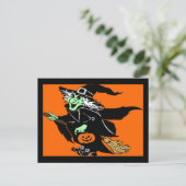 Hexe Halloween-Cartoon Postkarte (Stehend Vorderseite)